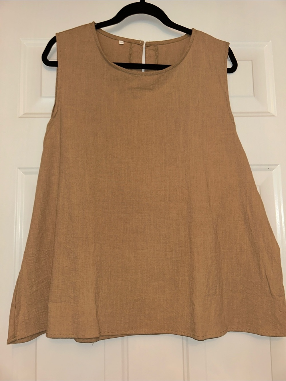 Sleeveless A-Line Linen Top 2X Tan NWOT Lagenlook Minimalist Solid Relaxed